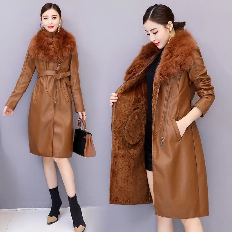 Women's Winter Warm Leather Coat