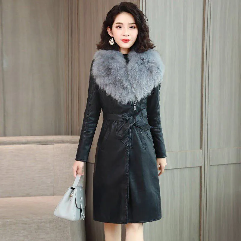 Women's Winter Warm Leather Coat